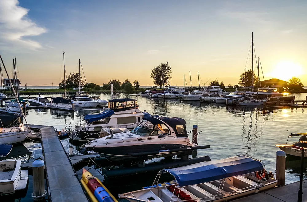 boats parked at a marina